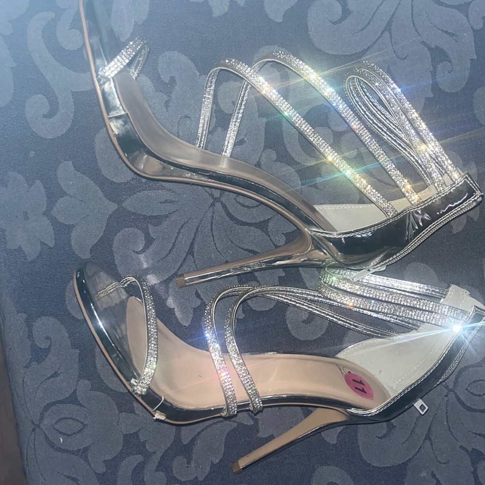 Glittery silver high heels size 11